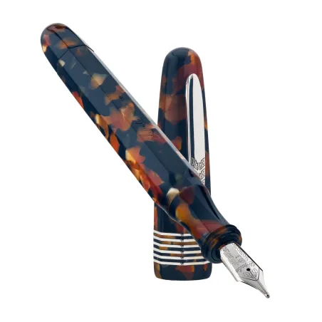 Stylo plume EF Stipula Etruria Facettata - Grande Tartaruga - Or palladié 14 K - Plume
