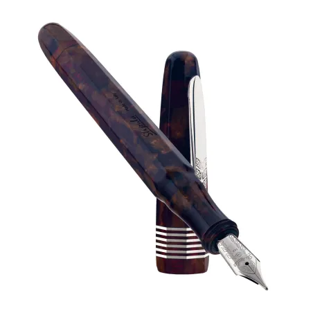 Stylo plume EF Stipula Etruria Facettata - Piccola Celluloide Ambra - Or palladié 14 K - Plume