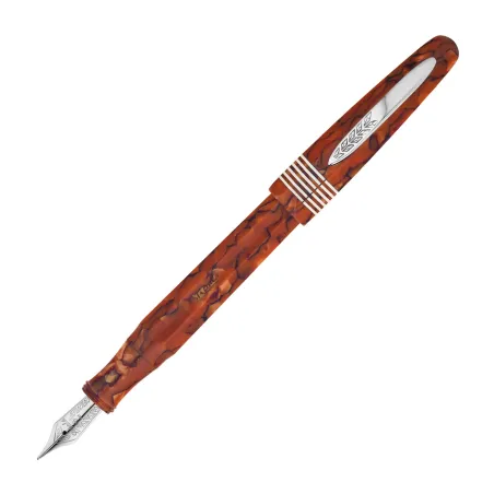 Stylo plume EF Stipula Etruria Facettata - Piccola Celluloide Alterego - Or palladié 14 K