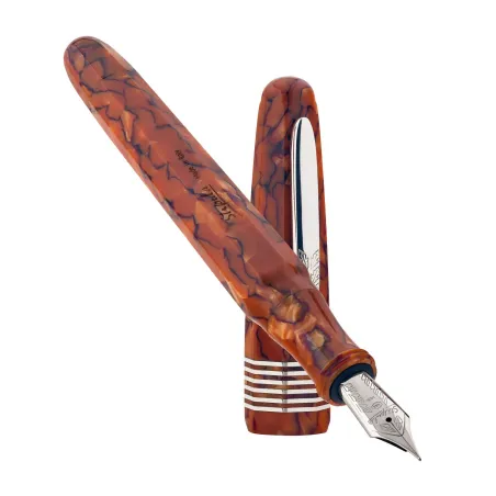 Stylo plume EF Stipula Etruria Facettata - Piccola Celluloide Alterego - Or palladié 14 K - Plume