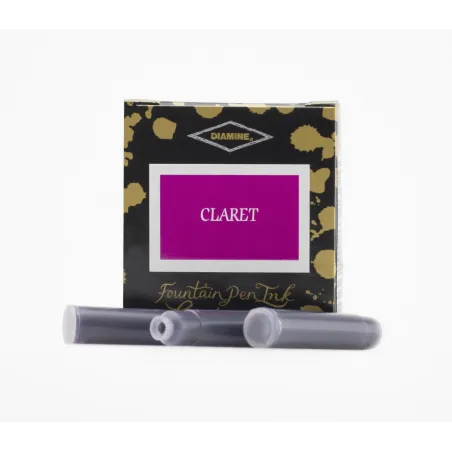 Cartouches Diamine Claret – Encre rouge bordeaux lumineuse – Pack de 6