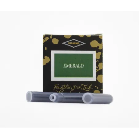 Cartouches Diamine Emerald – Encre vert émeraude éclatant – Pack de 6