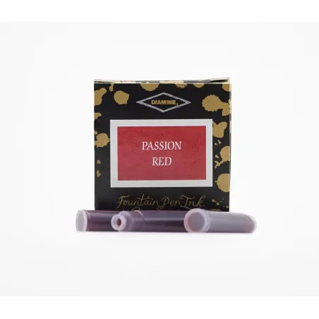 Cartouches Diamine Passion Red – Encre rouge intense et expressive – Pack de 6