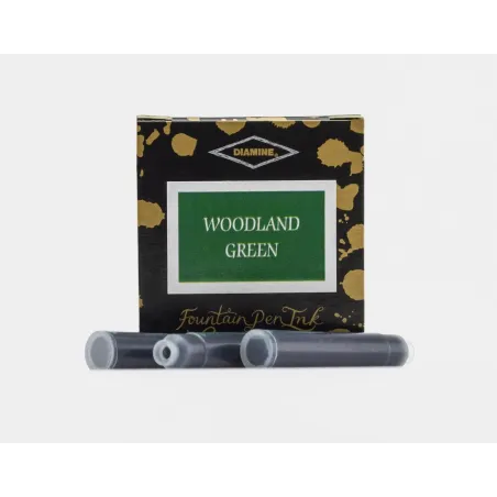 Cartouches Diamine Woodland Green – Encre vert forêt profonde – Pack de 6