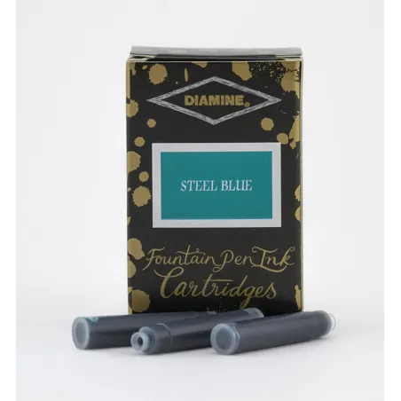 Cartouche d'encre Diamine Steel Blue - Pack de 18 pcs