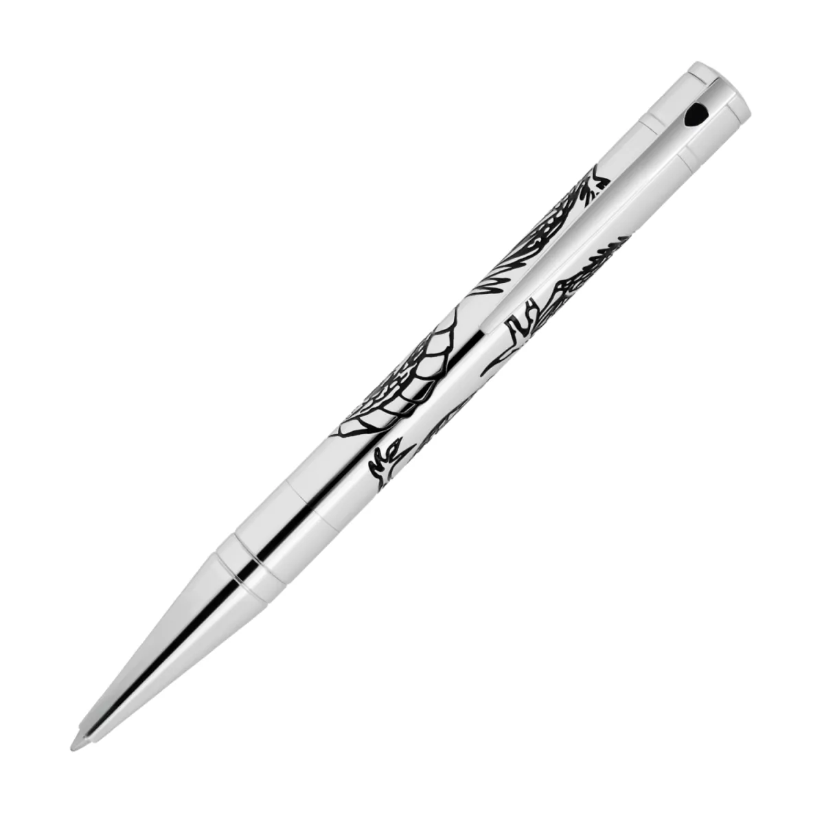 Stylo Bille S.T.Dupont D-Initial - Dragon chromé argenté