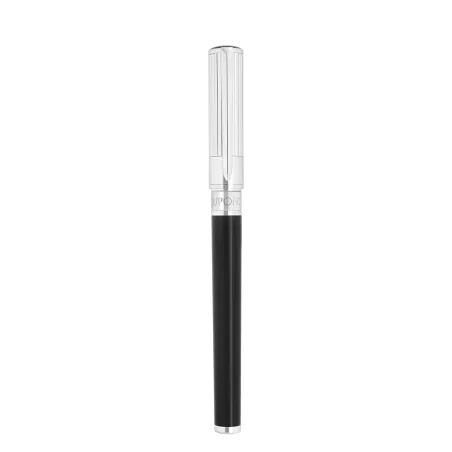 Stylo plume (M) S.T. Dupont D-Initial - Noir/Chromé Ligné - Fermé