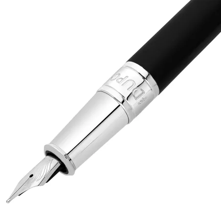 Stylo plume (M) S.T. Dupont D-Initial - Noir/Chromé Ligné - Plume