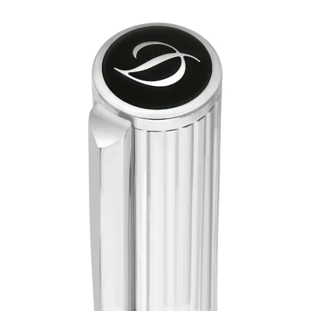 Stylo plume (M) S.T. Dupont D-Initial - Noir/Chromé Ligné - Logo