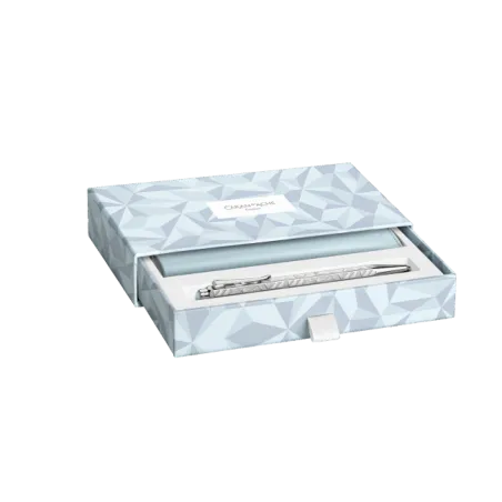 Coffret Stylo bille avec Étui cuir CARAN D'ACHE Ecridor - Alpine Frost - Edition Spéciale - coffret ouvert