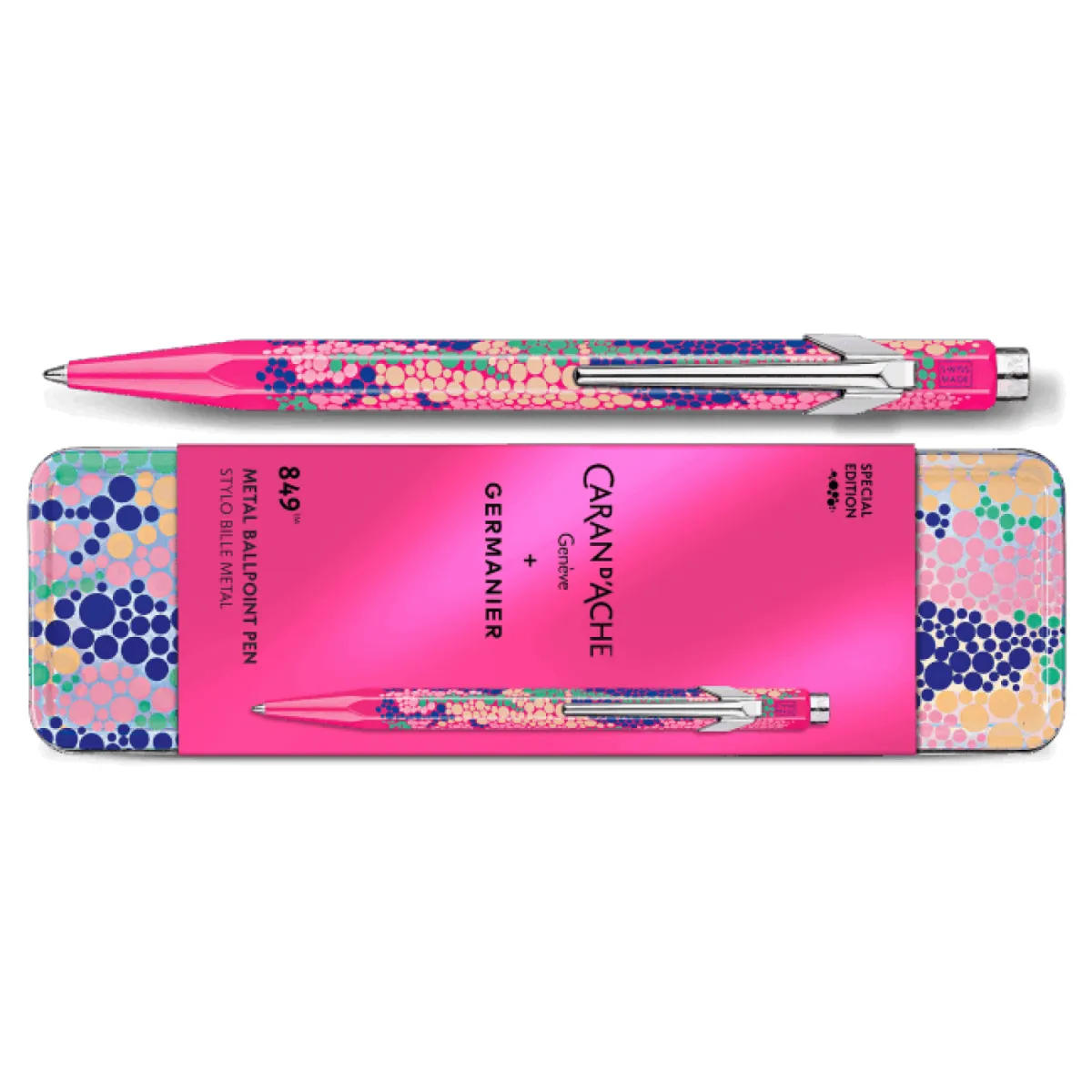 Stylo bille 849 CARAN D'ACHE - GERMANIER Rose - Édition Spéciale - Détails