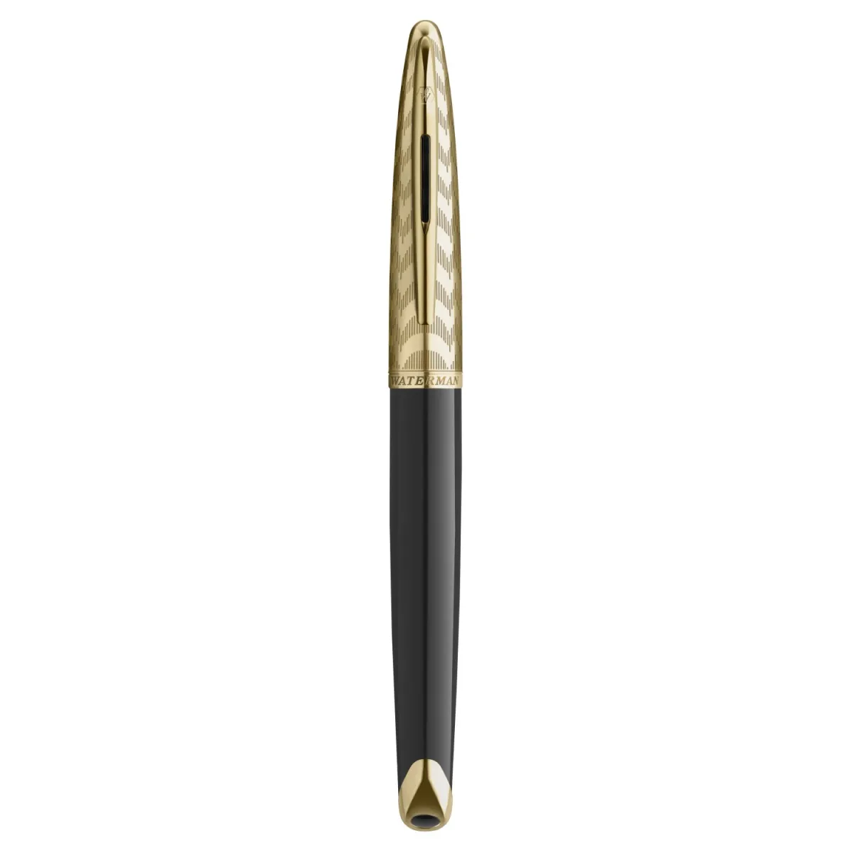 Stylo Plume (F) Waterman Carène De Luxe - La collection Opera - Noir et or - Fermé