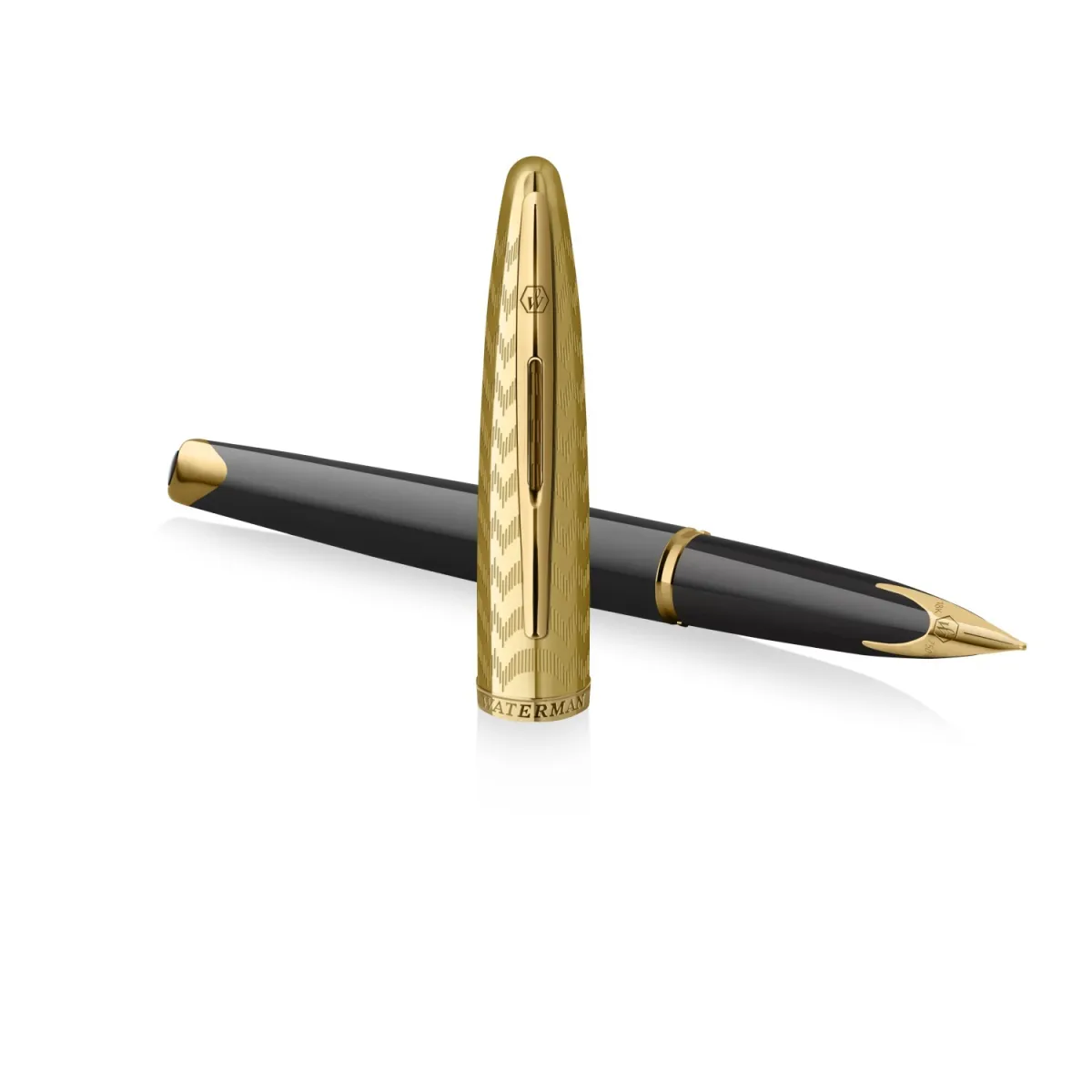 Stylo Plume (F) Waterman Carène De Luxe - La collection Opera - Noir et or - Ouvert