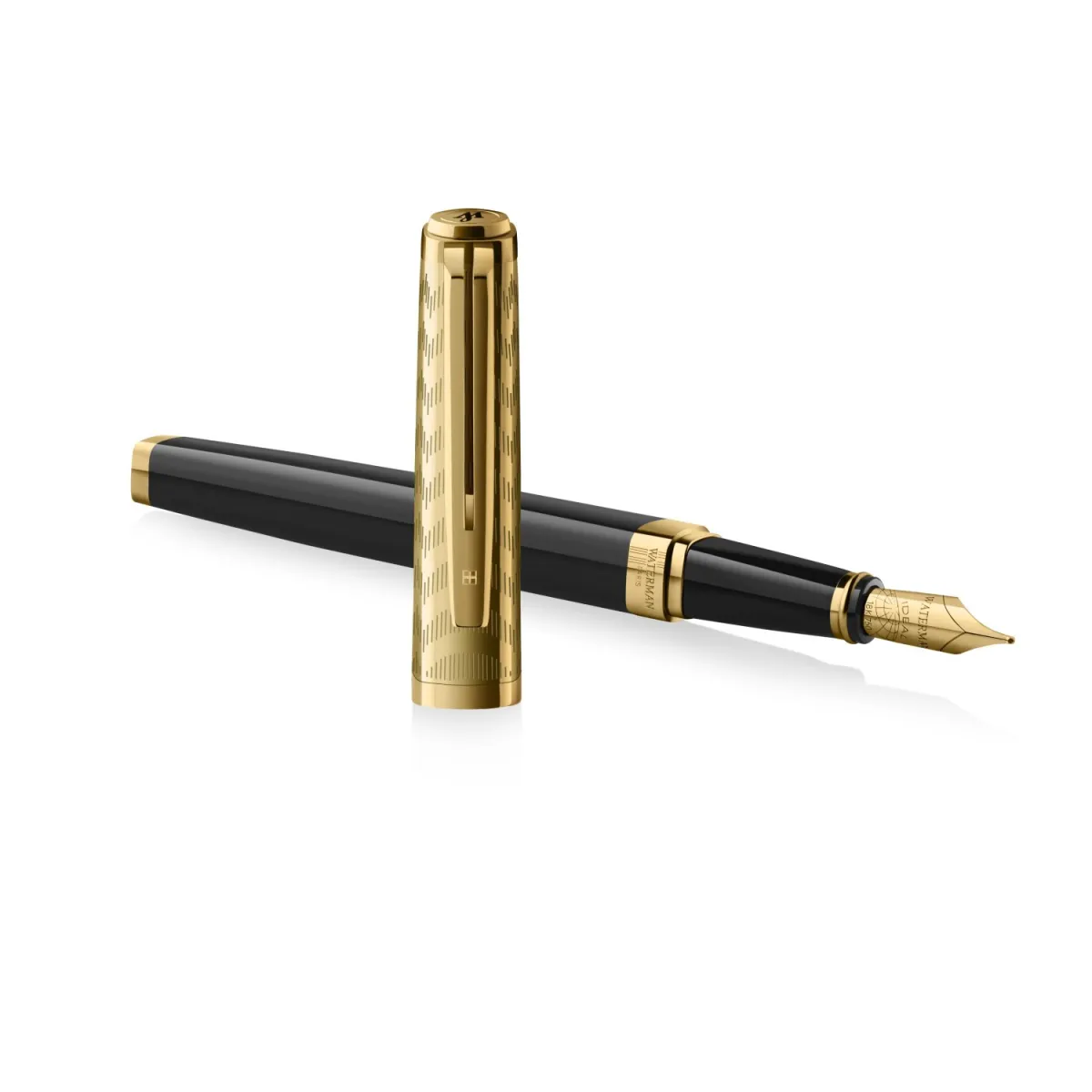 Stylo Plume (F) Waterman Exception De Luxe - La collection Opera - Noir et or - Ouvert