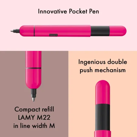Stylo bille LAMY Pico rose fluo – Style audacieux et design compact
