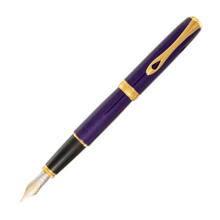 Stylo plume F Diplomat - Excellence A2 - Violet Rain GT - Or 14k