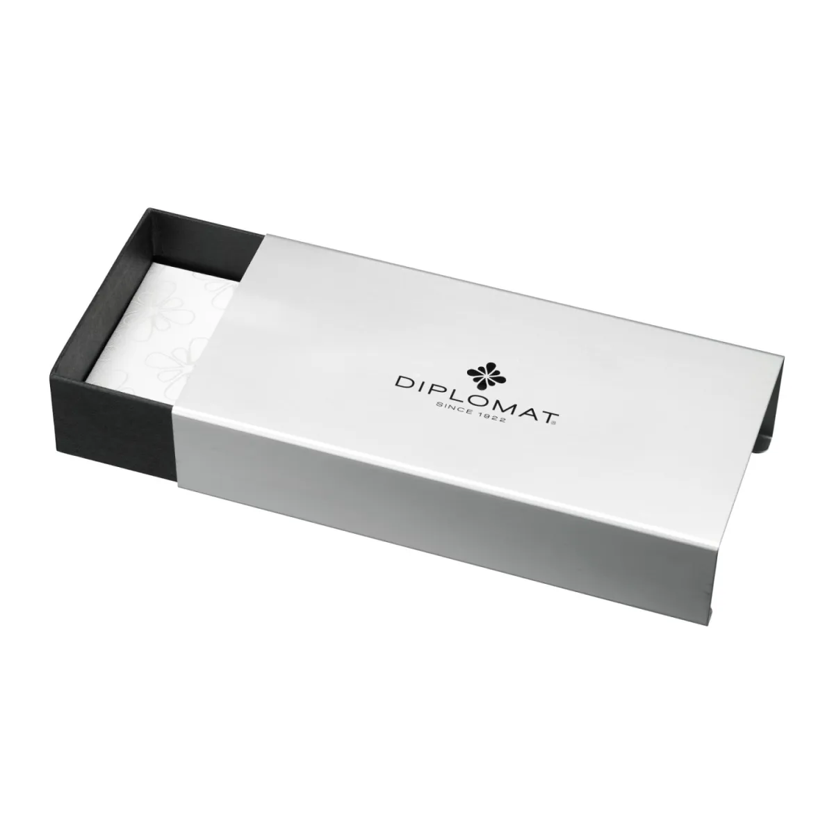Stylo Roller Diplomat Excellence A + Rhomb guilloché lapis noir chrome - coffret