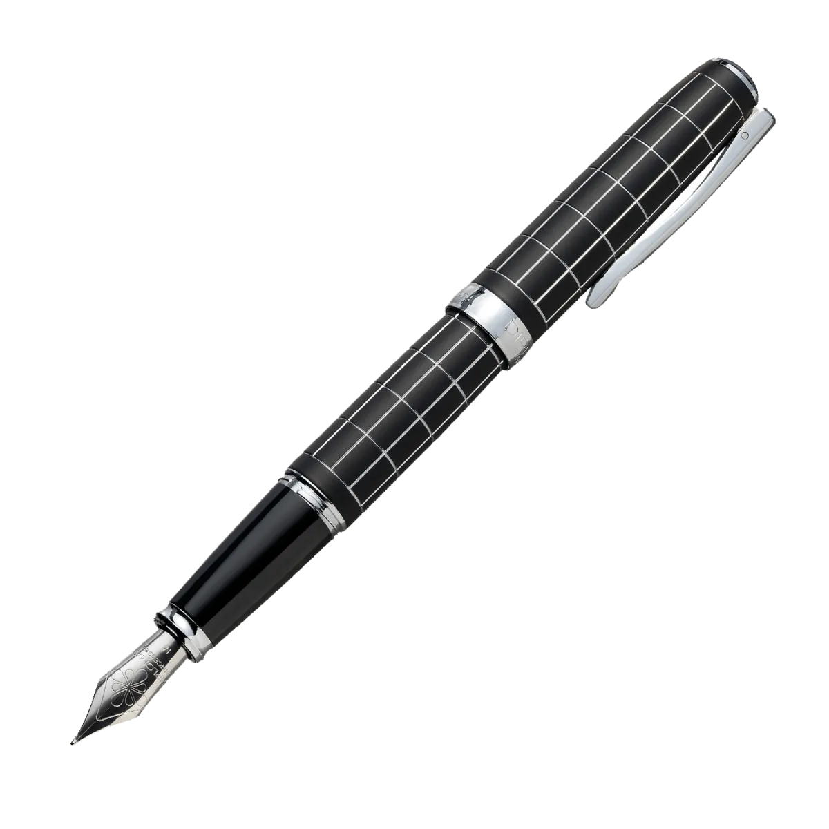Stylo-plume B Diplomat - Excellence A plus Rhomb guilloché lapis noir chrome