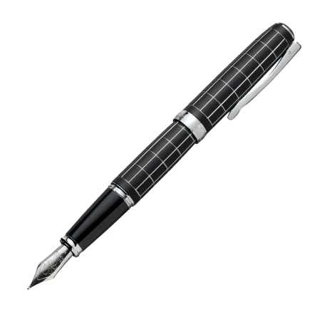 Stylo-plume B Diplomat - Excellence A plus Rhomb guilloché lapis noir chrome