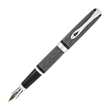 Stylo Plume F Diplomat Excellence A+ Wave guilloché lapis noir chrome 14CT
