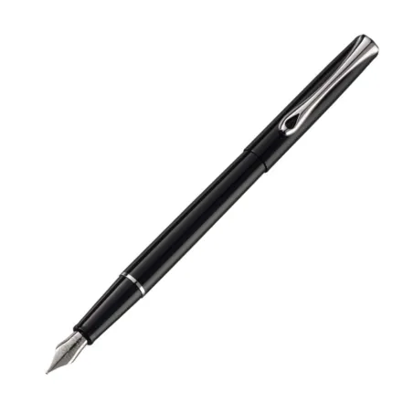 Stylo Plume F Diplomat Traveller Noir Laqué chromé