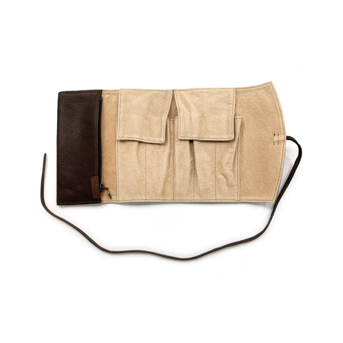 Étui Pilot en cuir marron pour 1 à 5 stylos - Fermeture lacet