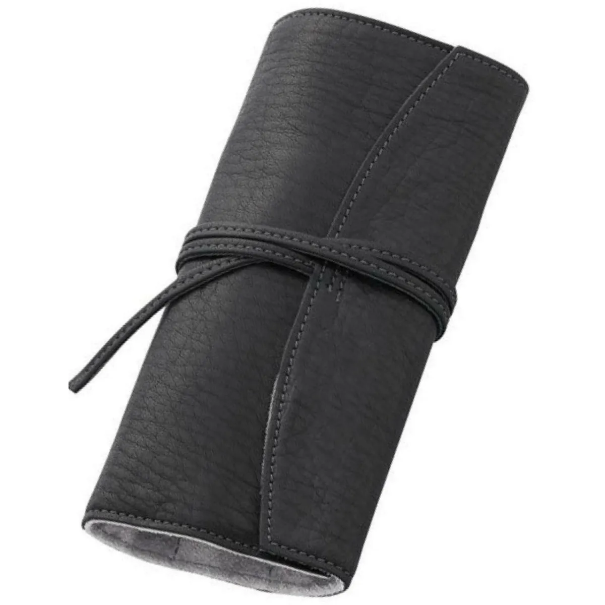 Etui Pilot Cuir Noir - Fermeture lacet pour 5 Stylos + Espace libre