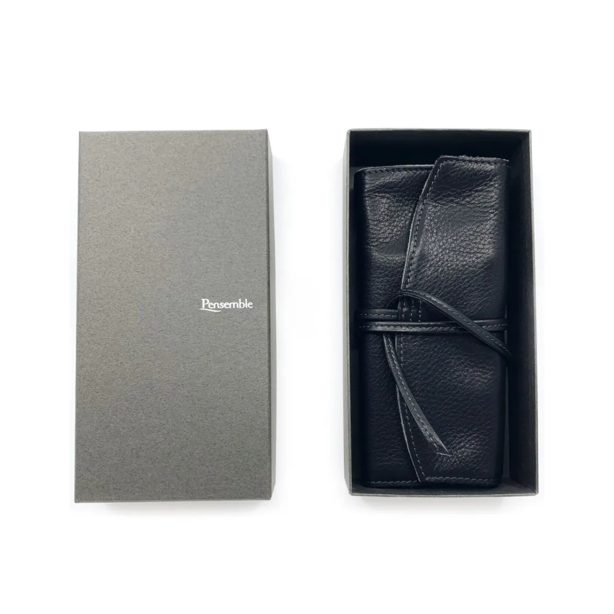 Etui Pilot Cuir Noir - Fermeture lacet pour 5 Stylos - Coffret