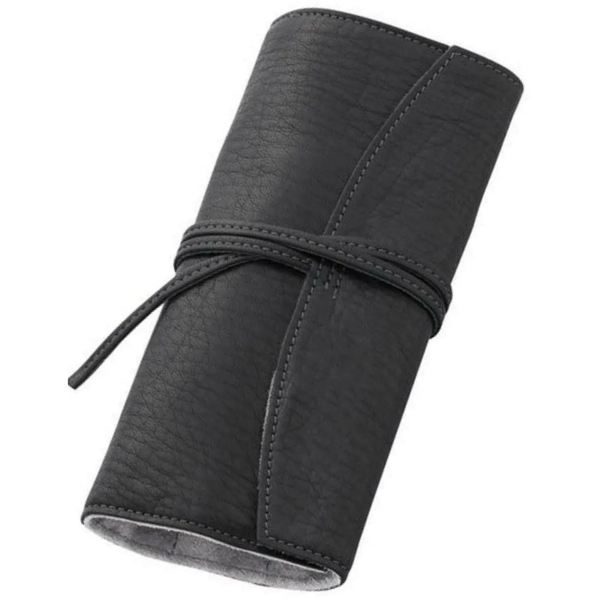 Etui Pilot Cuir Noir - Fermeture lacet pour 5 Stylos