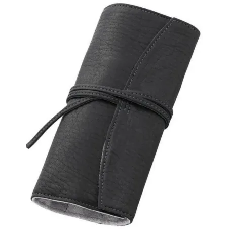 Etui Pilot Cuir Noir - Fermeture lacet pour 5 Stylos