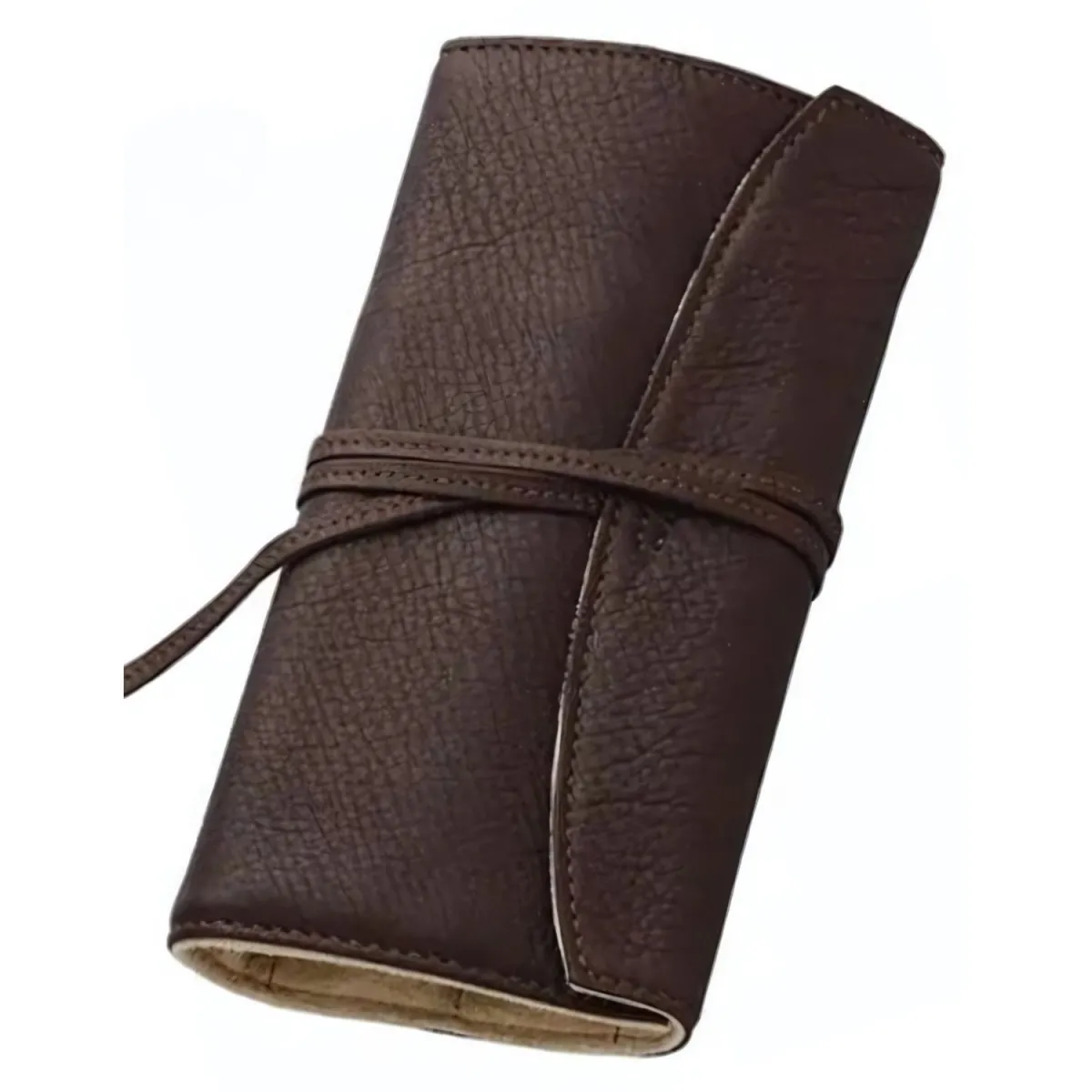 Etui Pilot Cuir Marron - Fermeture lacet pour 5 Stylos