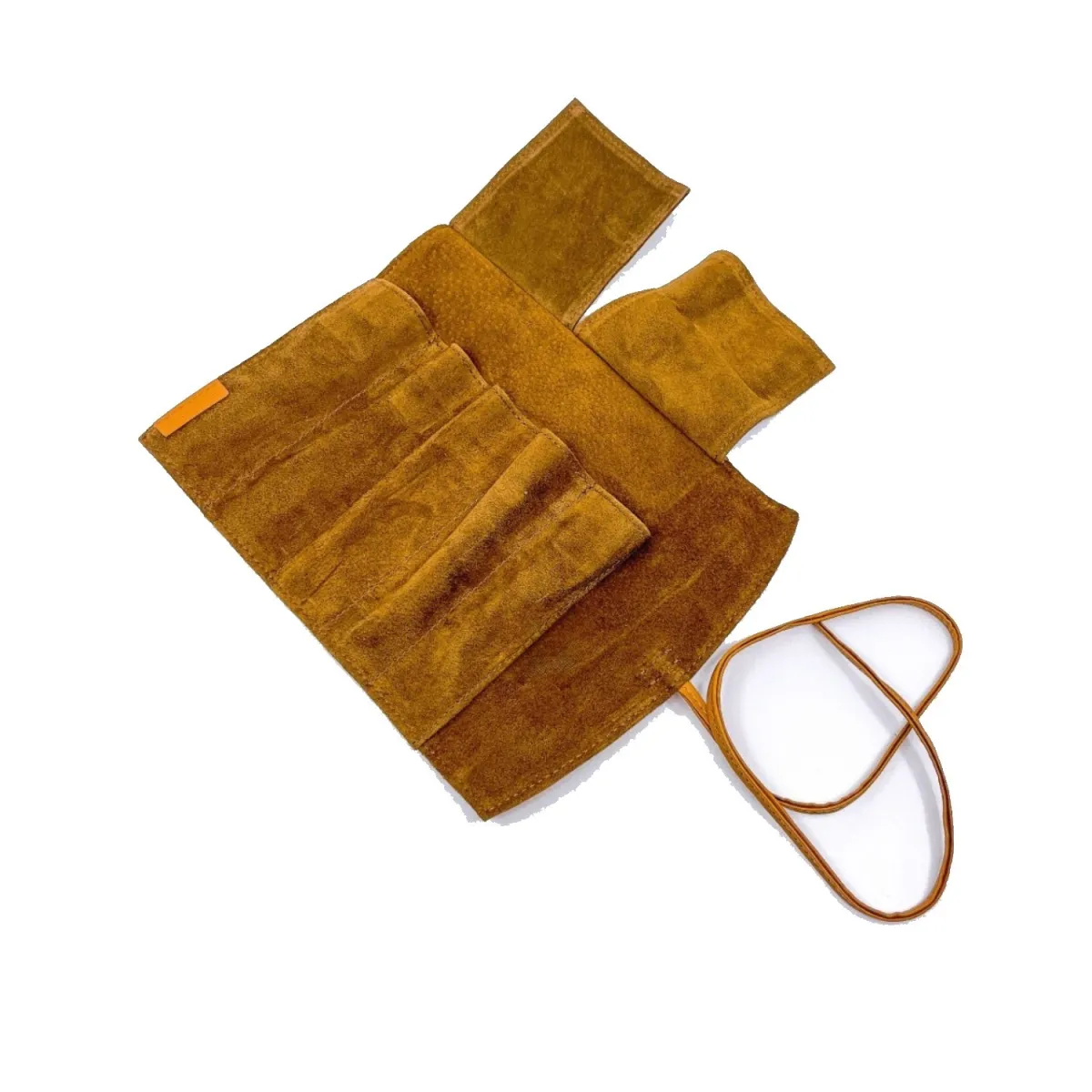 Etui Pilot Cuir Camel - Fermeture lacet pour 5 Stylos - ouvert