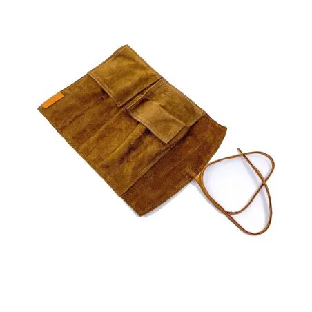 Etui Pilot Cuir Camel - Fermeture lacet pour 5 Stylos - ouvert