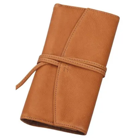 Etui Pilot Cuir Camel - Fermeture lacet pour 5 Stylos