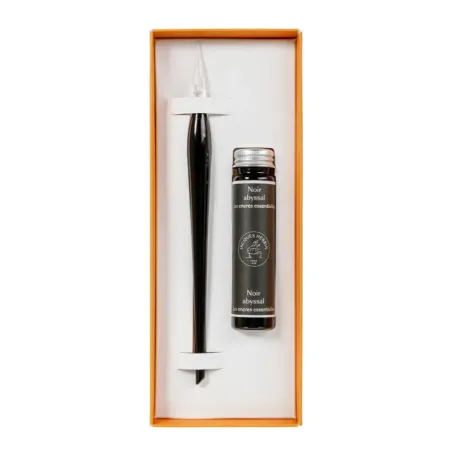 Coffret Plume De Verre et Encre 15ml - Jacques Herbin - Noir