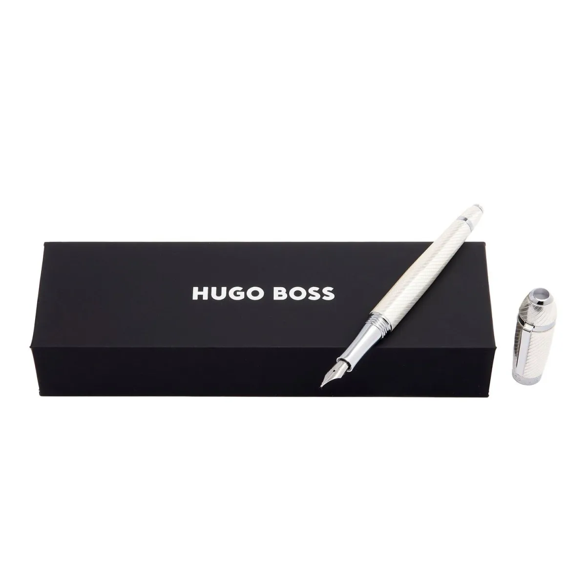Stylo plume Hugo Boss ARC Futurist Silver - Élégance architecturale chromée