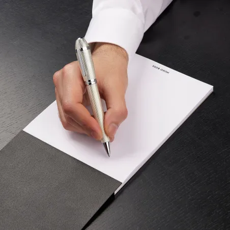 Stylo bille Hugo Boss ARC Futurist Silver – Design architectural chromé