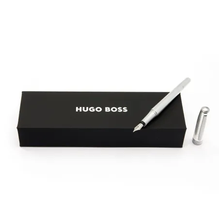 Stylo plume (M) Hugo Boss - Essential - Metal Silver - Coffret