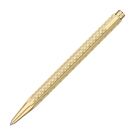 Stylo Bille Ecridor Caran d'Ache - Damier Doré Jaune - De dos