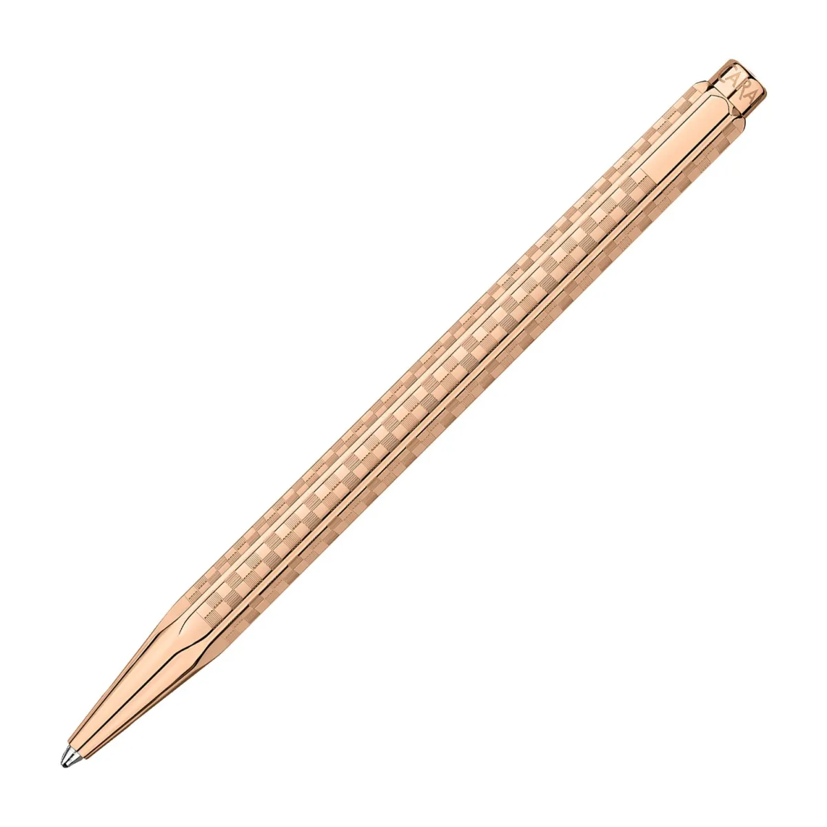 Stylo Bille Ecridor Caran d'Ache - Damier Doré Rose - De dos