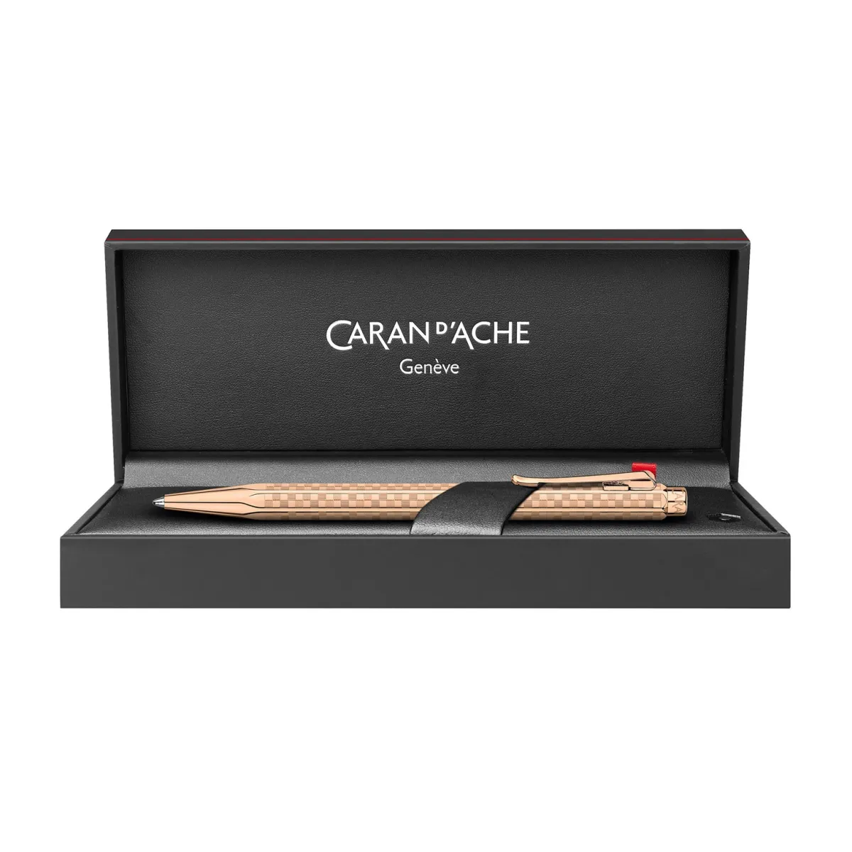 Stylo Bille Ecridor Caran d'Ache - Damier Doré Rose - Coffret