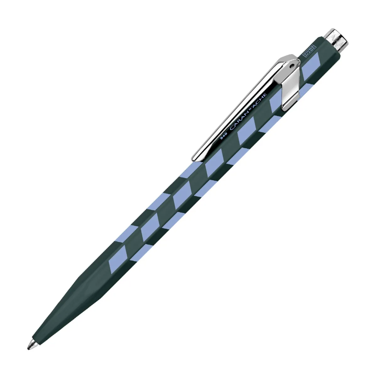Stylo bille 849 CARAN D'ACHE - Mosaic - Bleu roi - Édition Spéciale - Profil