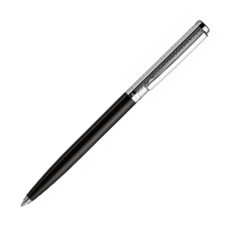 * Stylo Bille Otto Hutt Design 01 - Laqué Noir - Guilloché grain d'orge Et Argent