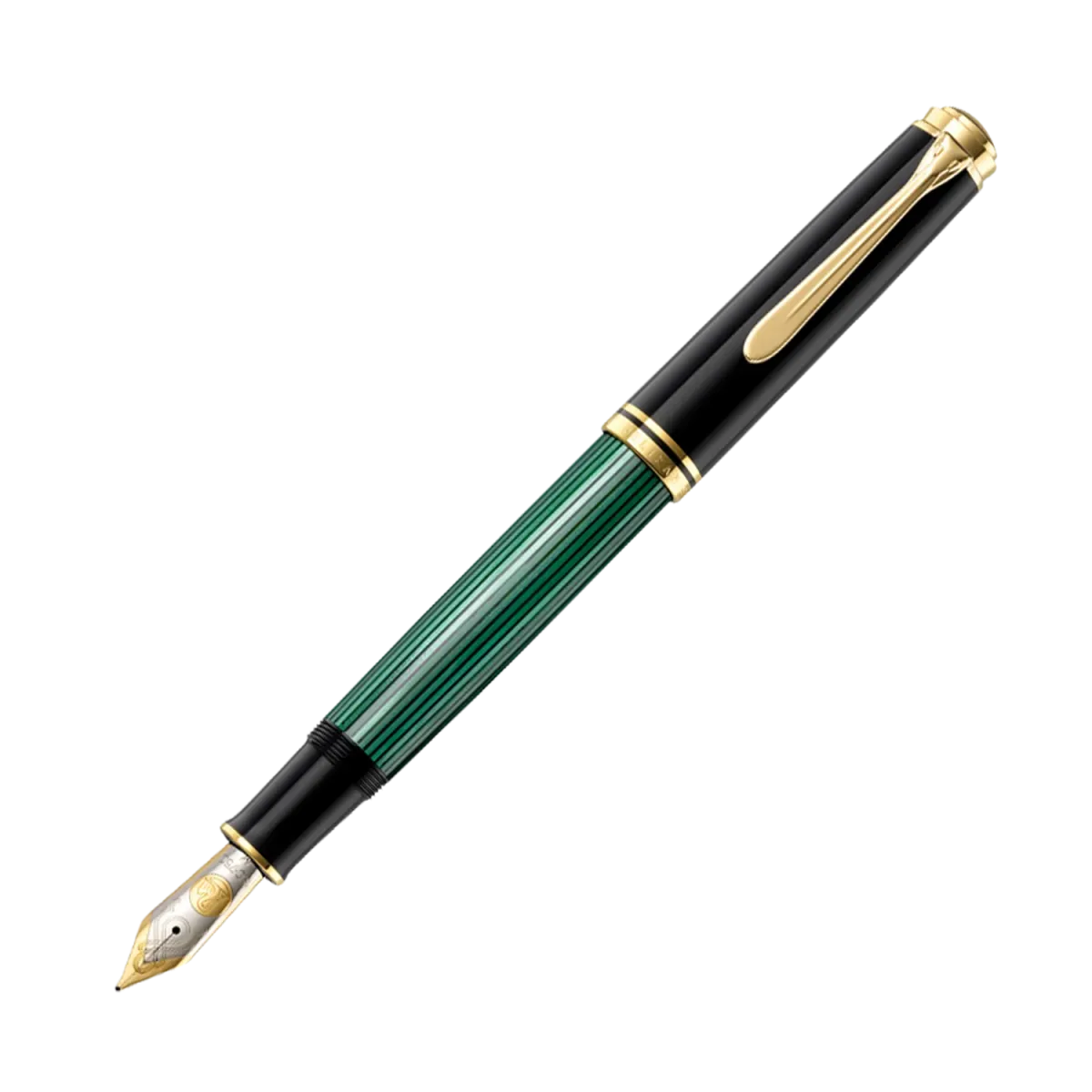 Stylo-plume à piston PELIKAN SOUVERÄN 1000 en résine haute qualité - Noir / Vert - Plume F