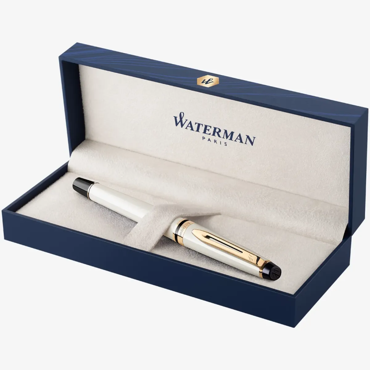 Stylo plume M WATERMAN Expert - Attributs en or ivoire et plume en or massif 18 carats - Coffret