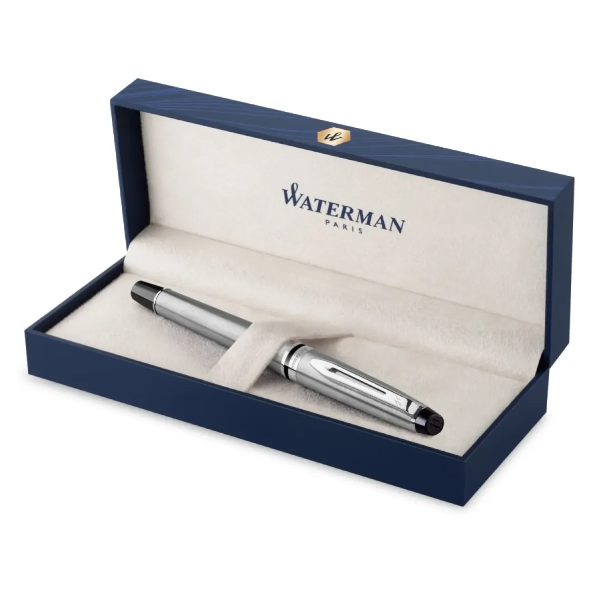 Stylo plume M Waterman Expert - Acier inoxydable CT  - Coffret