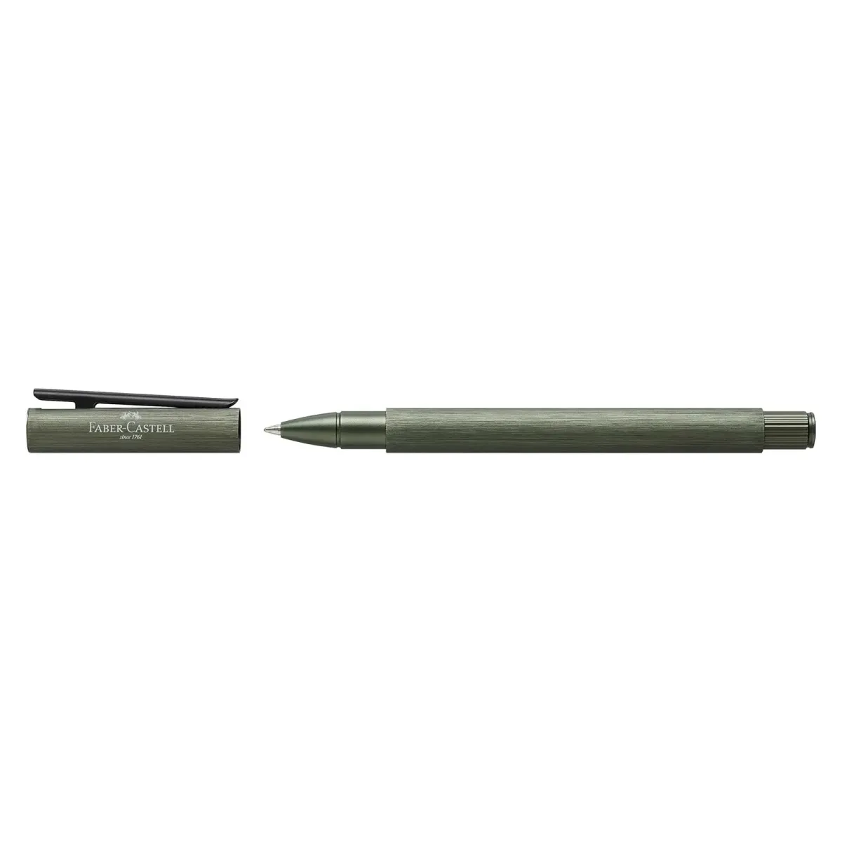 Stylo roller Faber-Castell - Neo Slim aluminium vert olive - ouvert