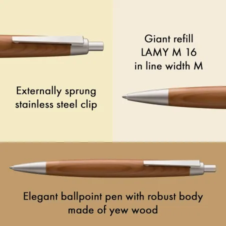 Stylo bille LAMY 2000 Taxus Bois d’If - Finition Palladium