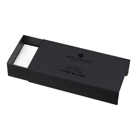 Stylo plume F Diplomat Aero - Pure Black - Plume Acier - Coffret