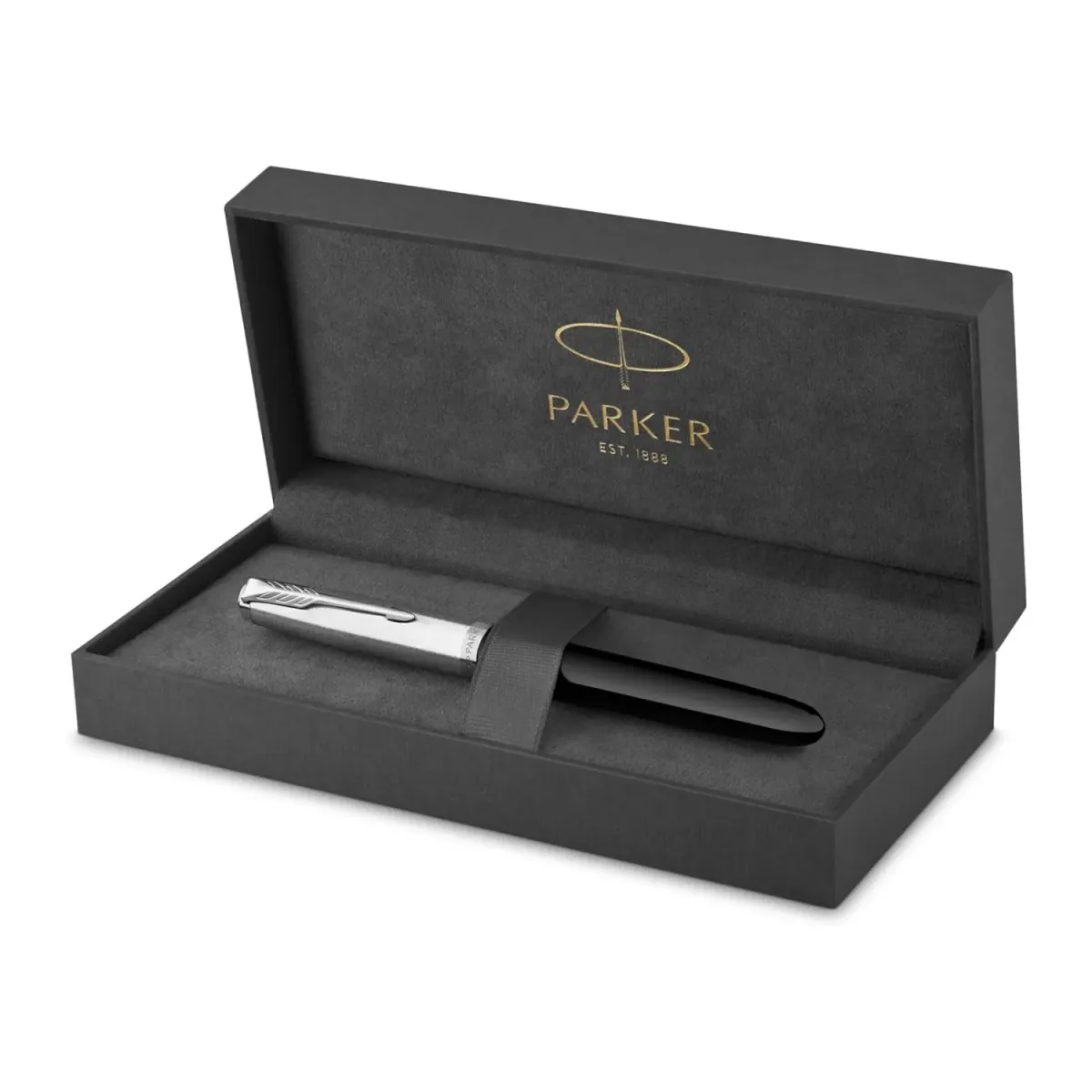 Stylo plume M PARKER 51 - Résine Noire / inox poli - Coffret